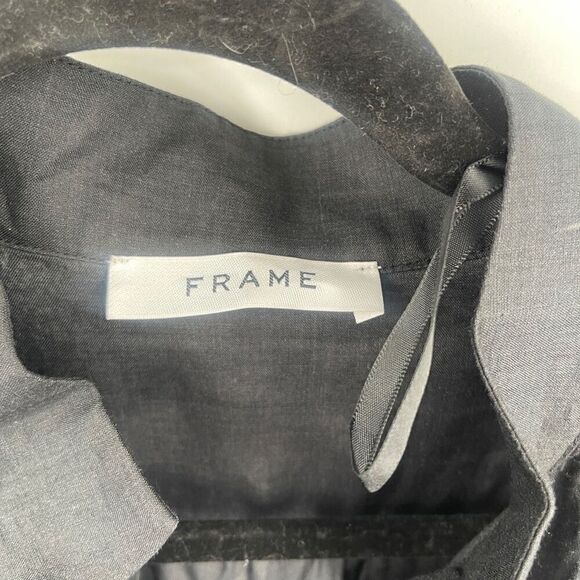 Frame Black Long Sleeve Stand Collar Emma Pullover Blouse One Size - Picture 2 of 8